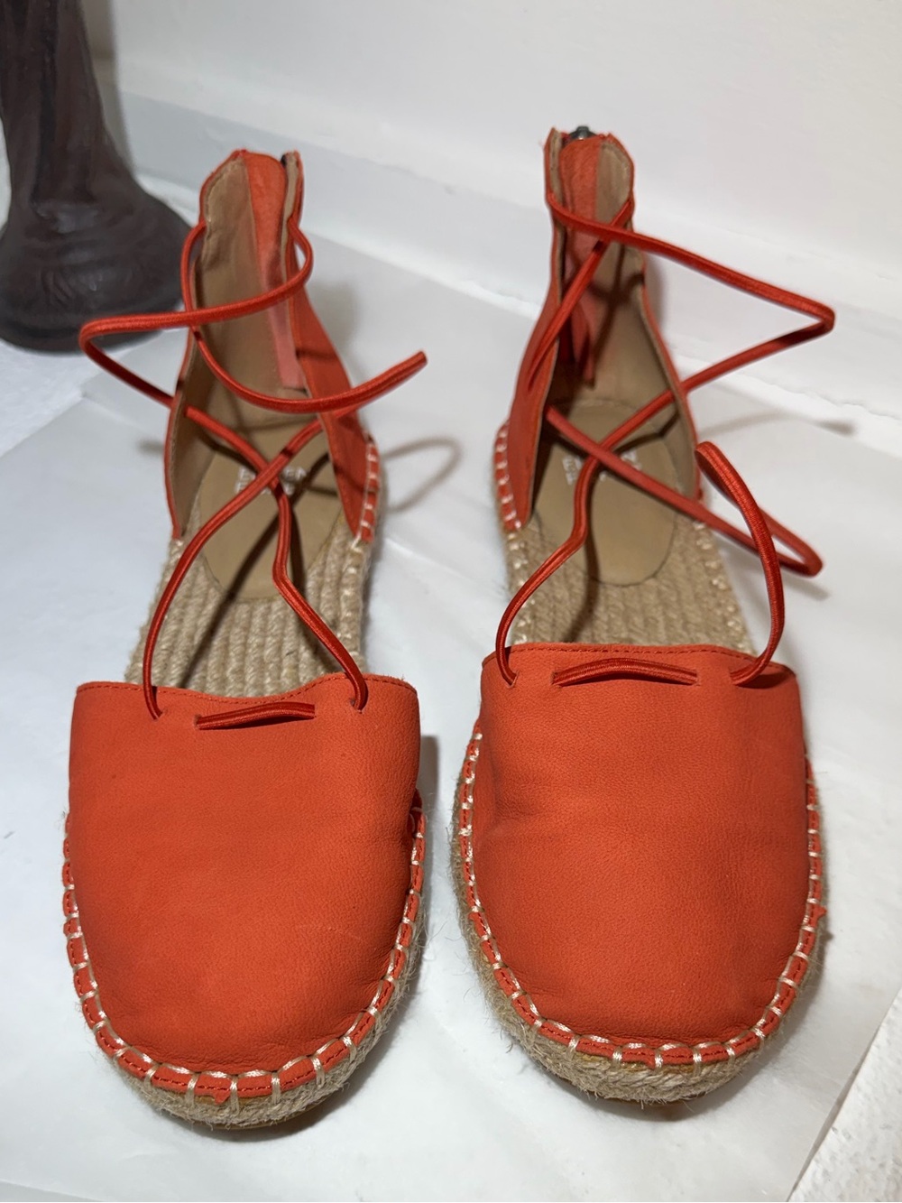 Eileen Fisher Orange Leather and Elastic Espadrilles